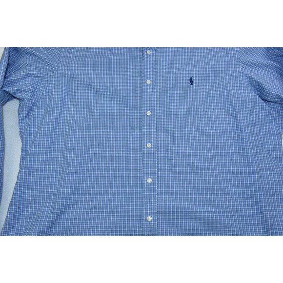 Ralph Lauren Classic Fit Mens Shirt Size XXL Blue White Plaid Button Down Cotton - Picture 4 of 12
